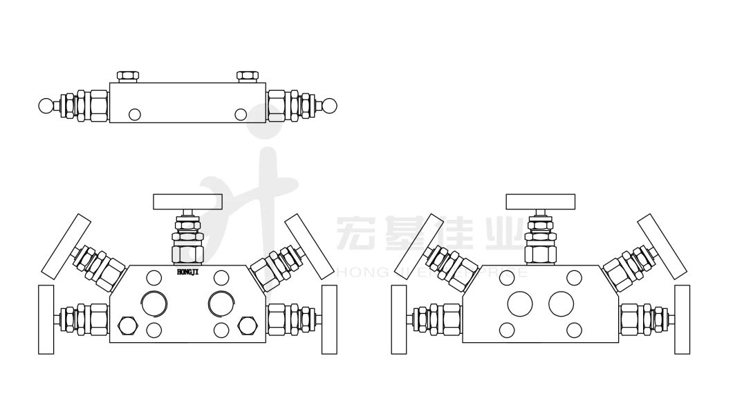 Forging Stainless Steel Rosemount Type 5-Valve Manifolds 6000psi for Differential Pressure Transmitter